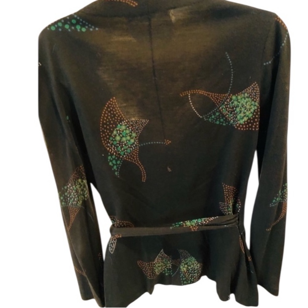 Diane Von Furstenberg DVF size 12 skirt set brown print wrap top & bias cut - Picture 2 of 16